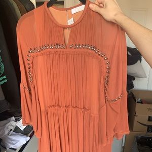CHLOE CHIFFON EMBELLISHED FLOATY SHIFT DRESS NWT